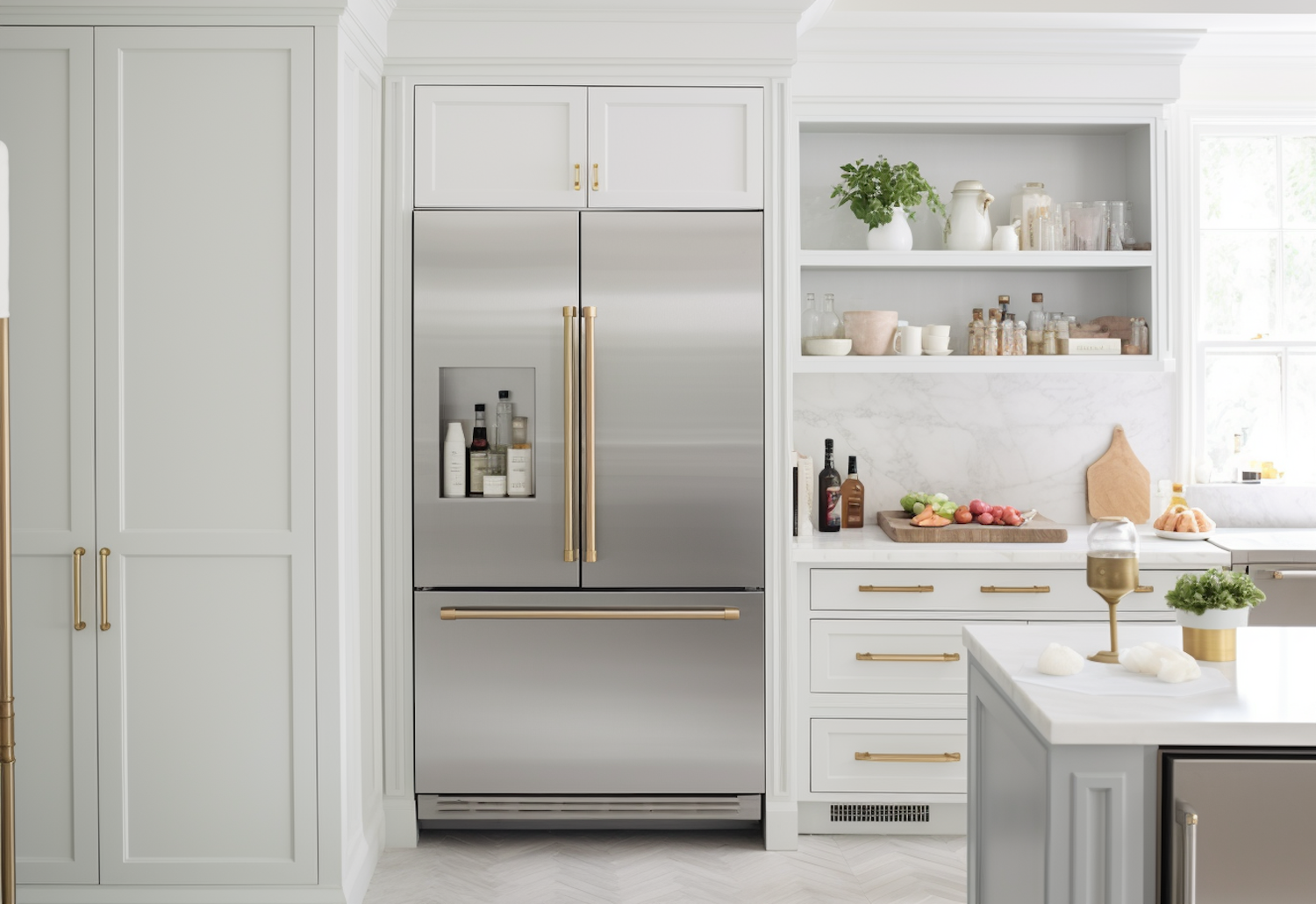 Stainless steel fridge freezer, A rated, 320 litre